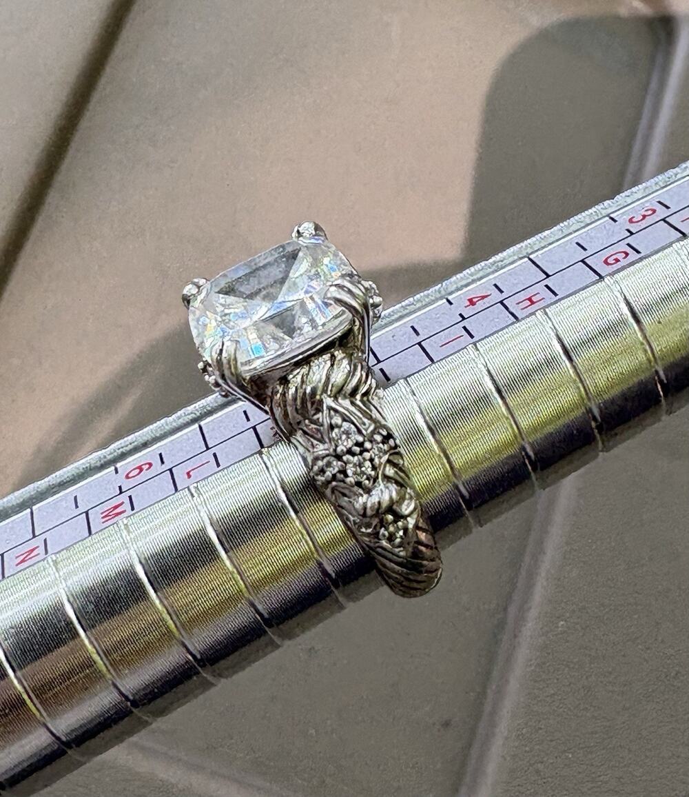 Judith Ripka Sterling Silver 925 Asscher Cushion Cut Diamonique CZ Ring Size 5